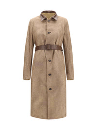 Jacob Cohen Women Reversible Cotton Gabardine And Cashmere Pied-De-Poule Trench Coat