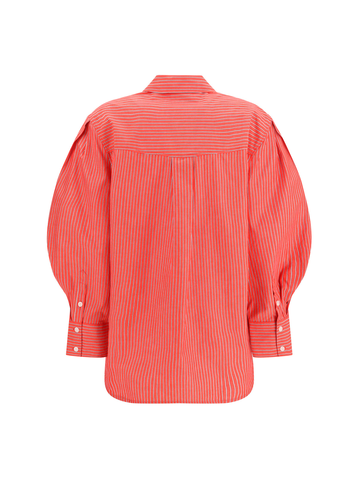 GANNI Ganni Women Striped Cotton Shirt With Balloon Sleeves