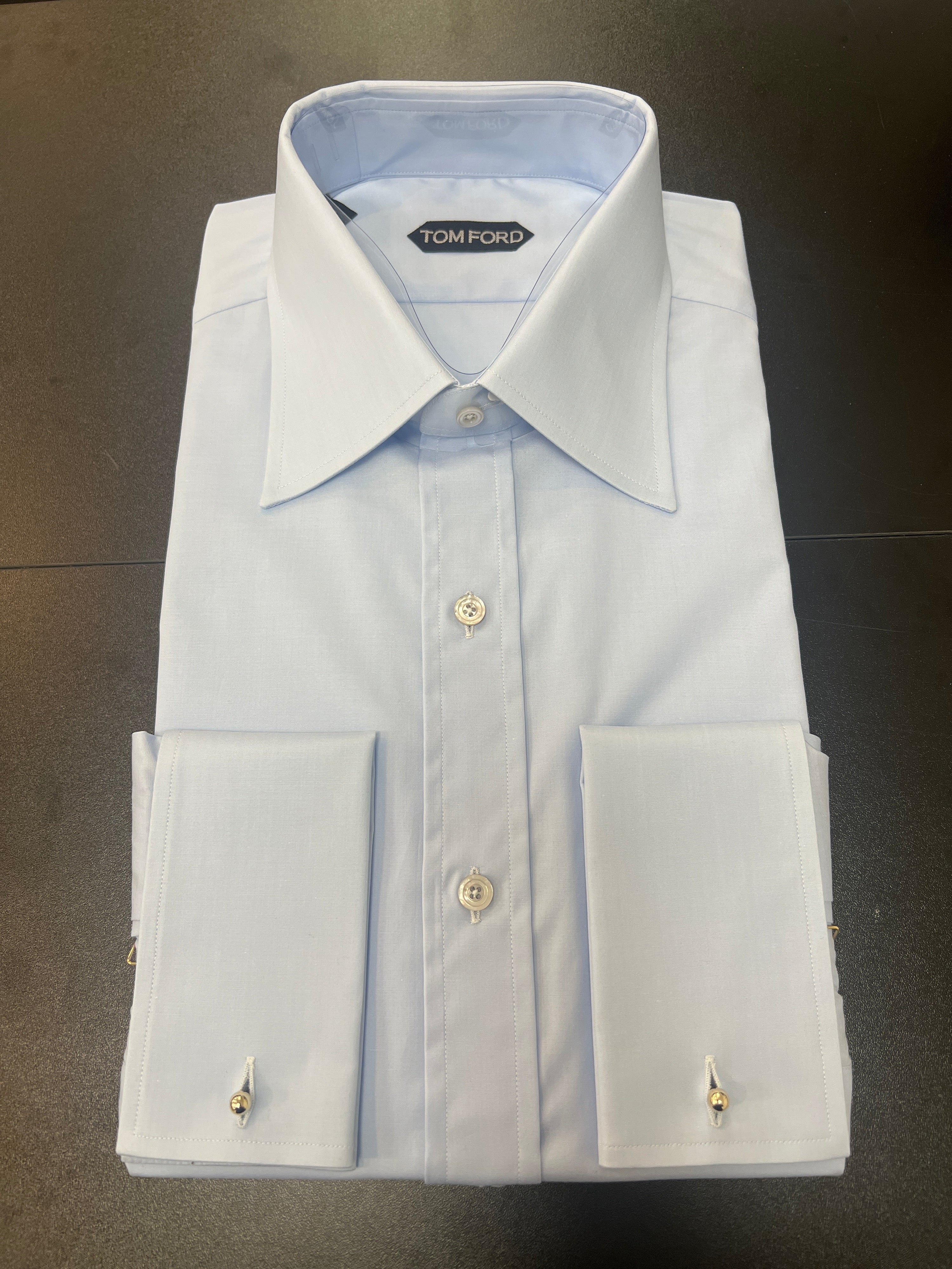 Tom Ford Cotton Spread-Collar Dress Shirt Light Blue