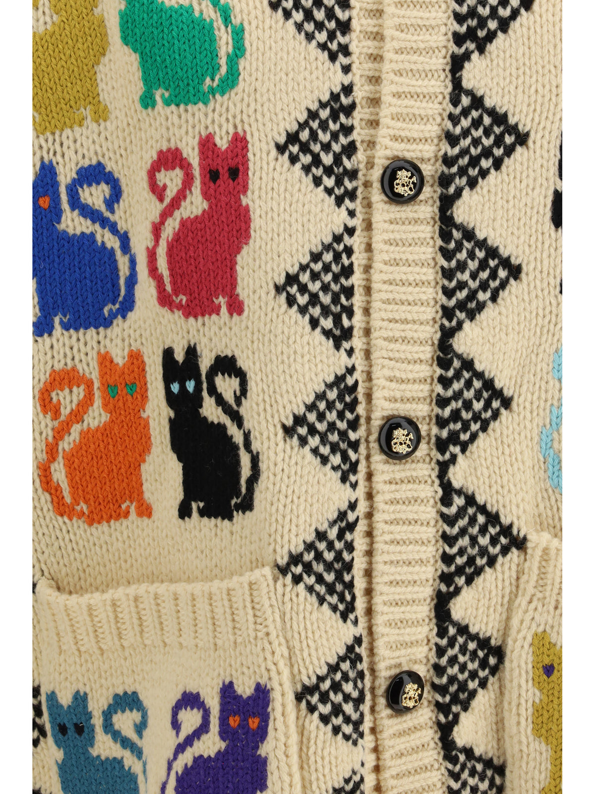 Valentino Men Cardigan With Le Chat De La Maison Jacquard Motif