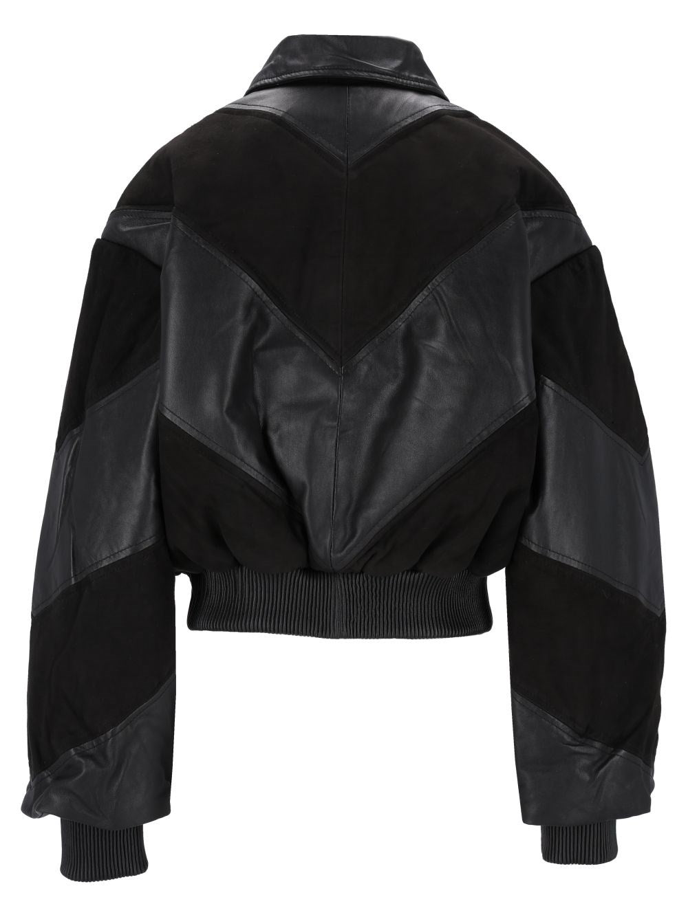 Rotate Rotate Women Cropped Leather Bomber Jacket