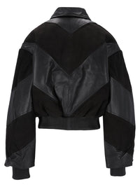 Rotate Rotate Women Cropped Leather Bomber Jacket
