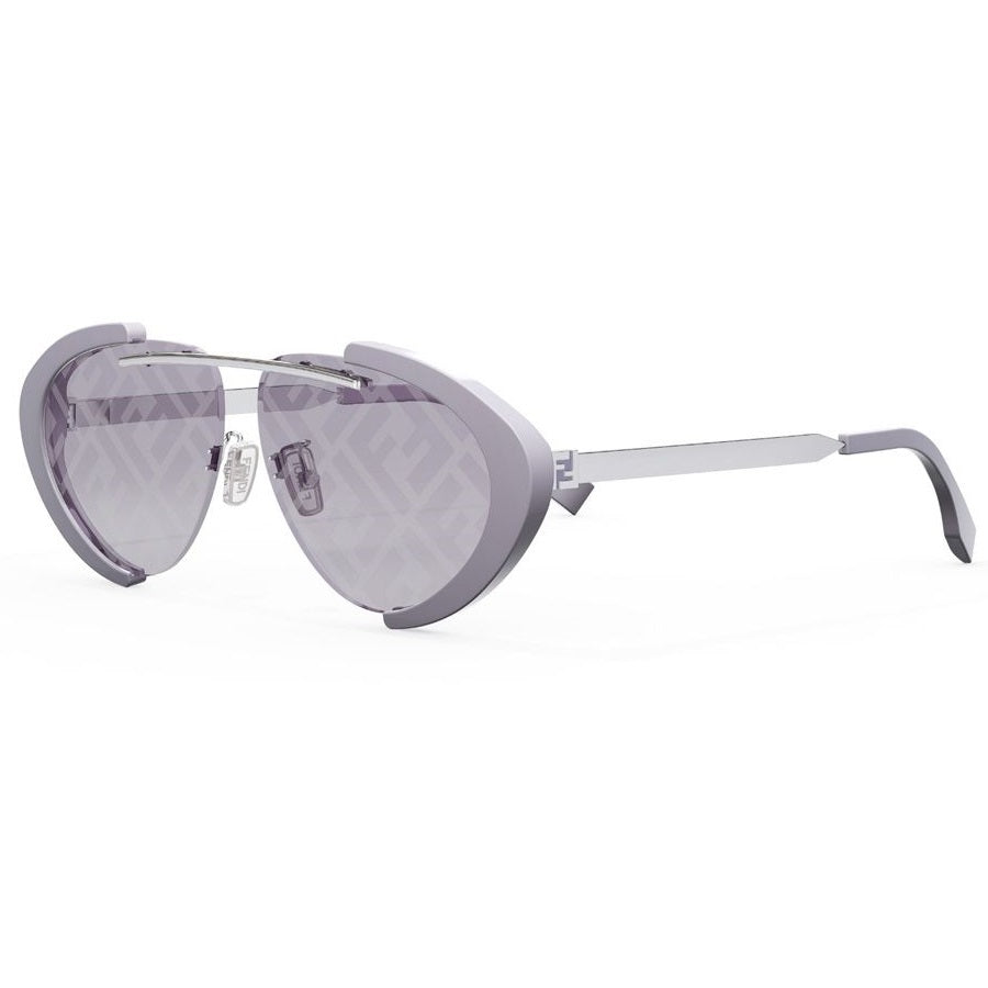 Fendi Fendi Sunglasses Geometric Semi Rim, Violet Frame and Liliac Mirror with FF Pattern Lens FE40042U81U