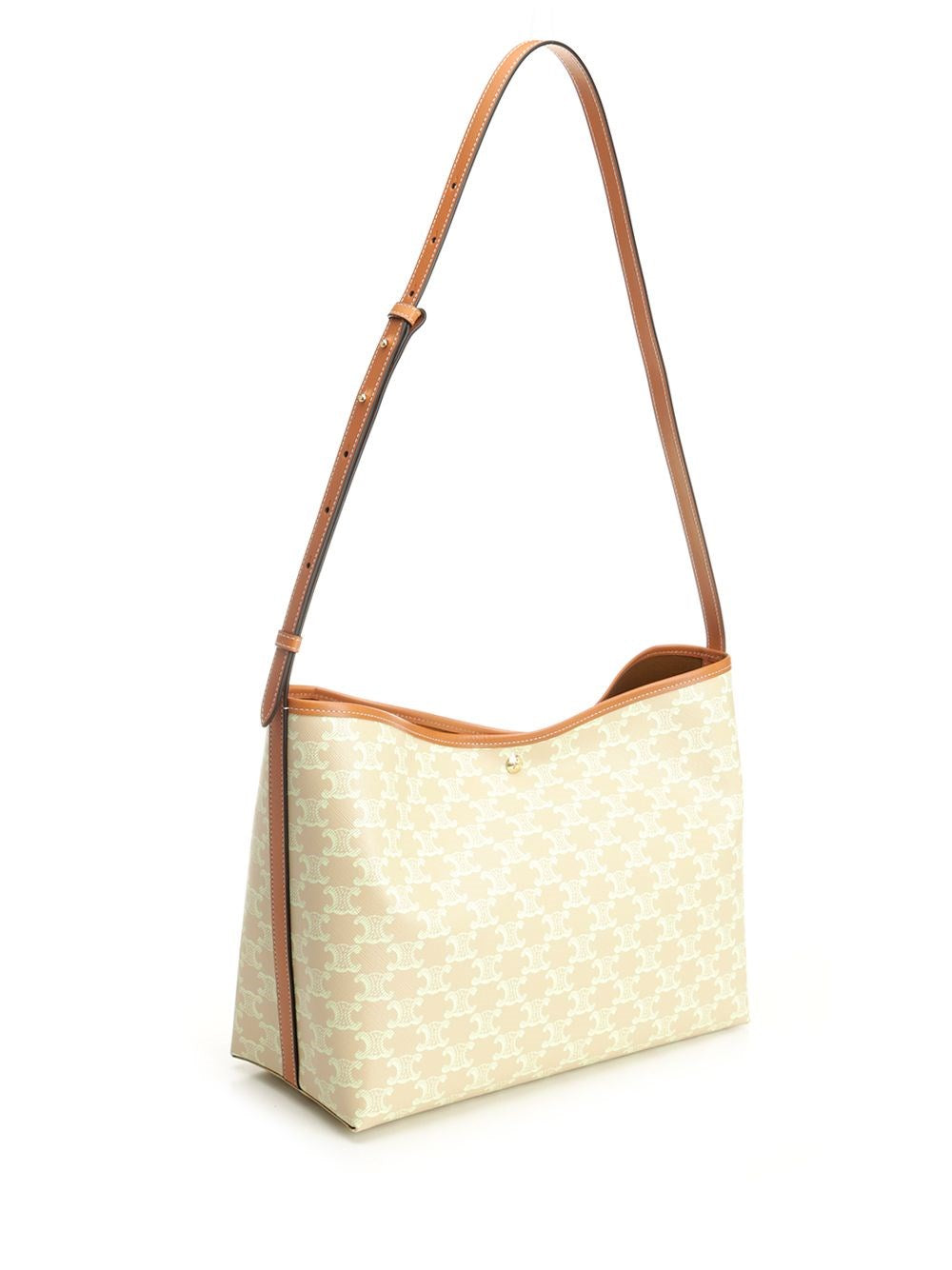 Celine Women Soft Shopper Triomphe Canvas And Calfskin