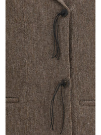 Giorgio Armani Women Wool Jersey Jacket With Leather Tassels