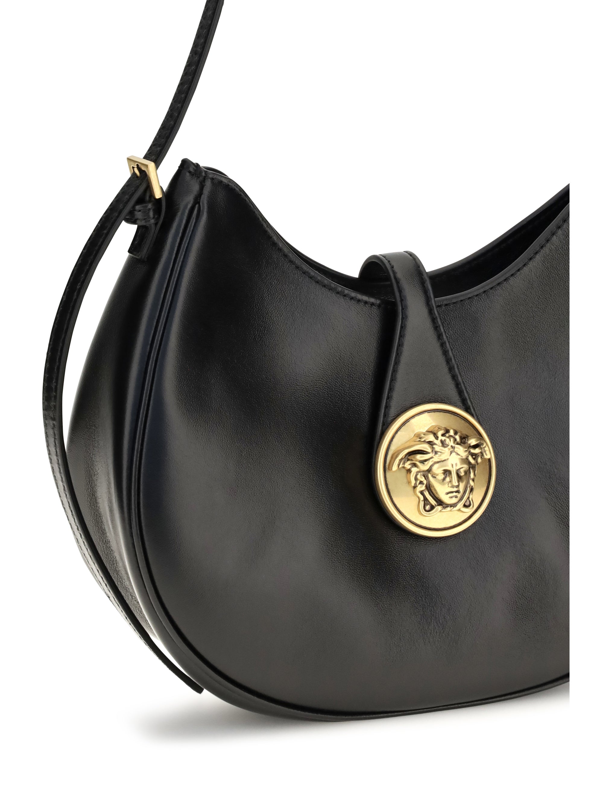 VERSACE Versace Women Small Emblème Hobo Lambskin Shoulder Bag