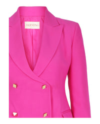 Valentino Womens Wool Blend Double Breasted Blazer
