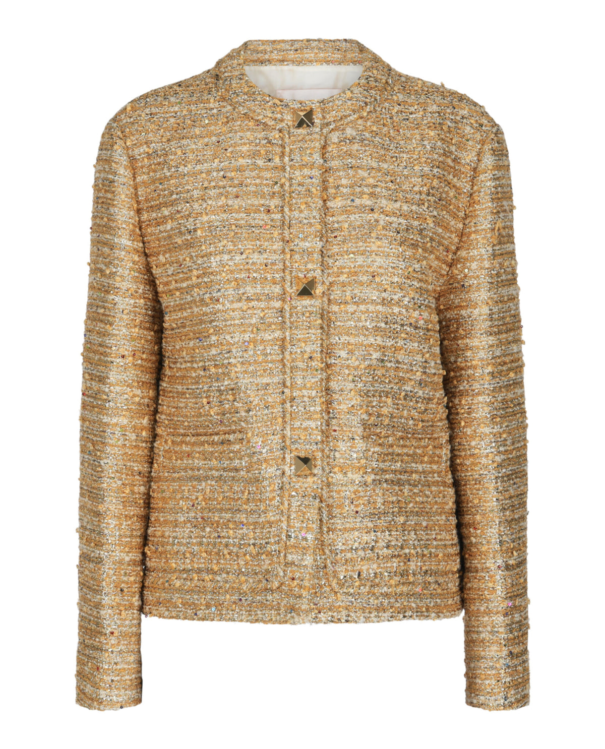 Valentino Valentino Womens Embellished Gold Tweed Jacket