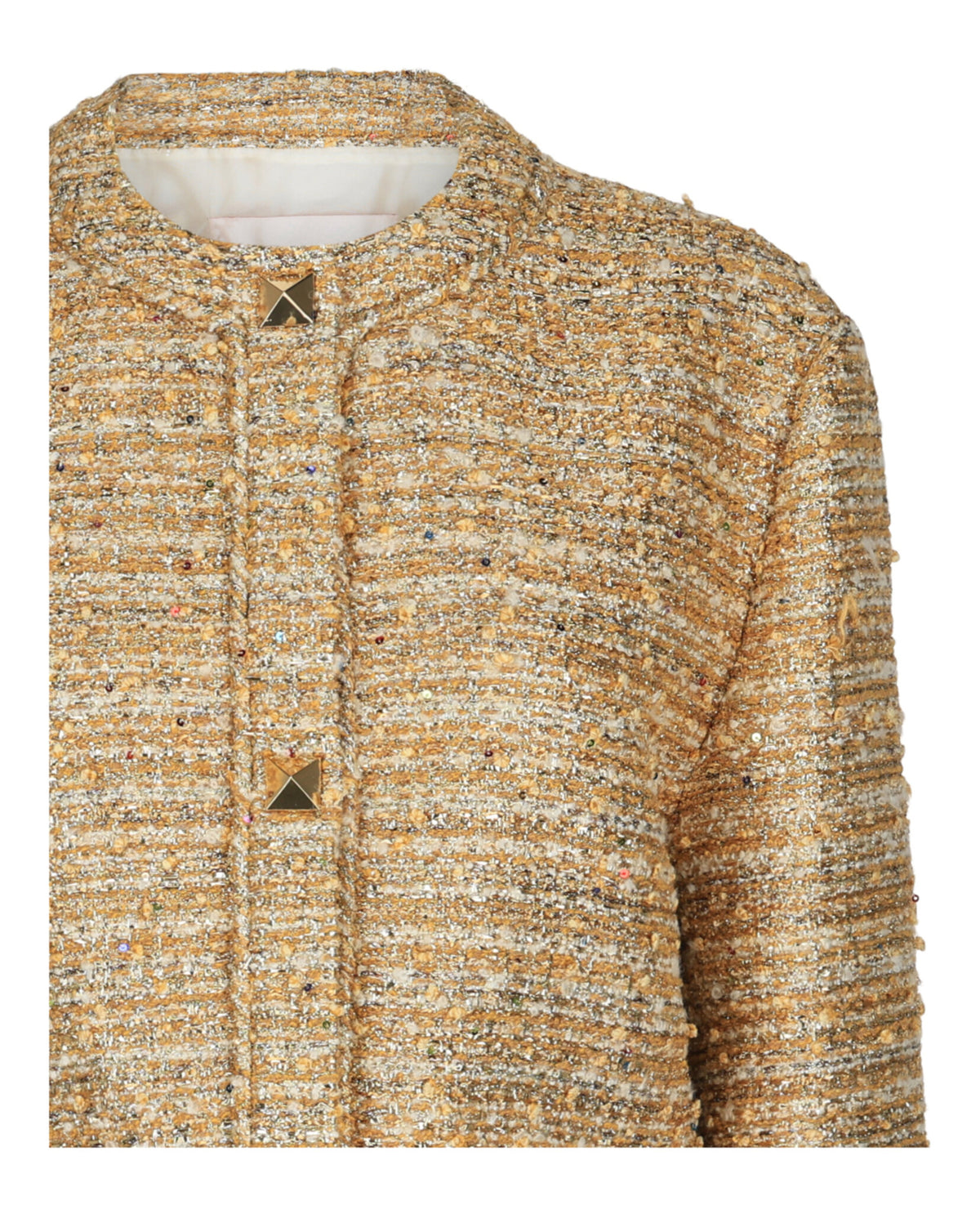 Valentino Valentino Womens Embellished Gold Tweed Jacket