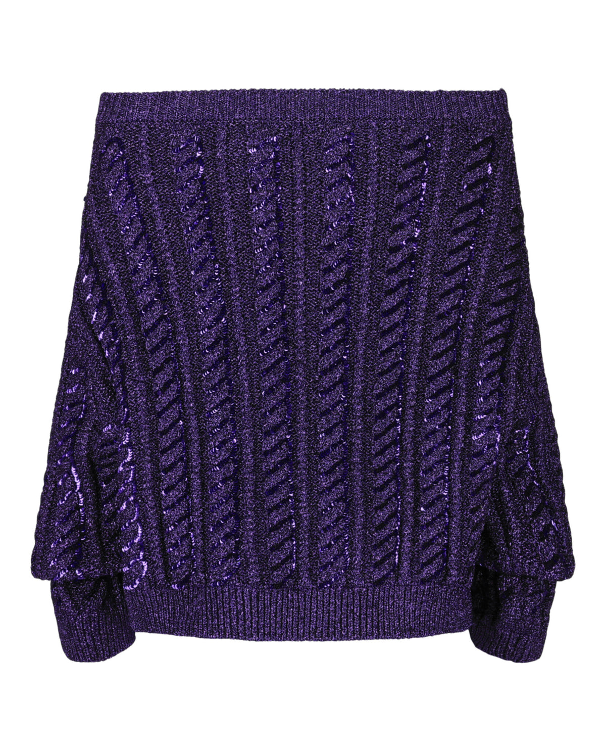 Valentino Valentino Womens Off-The-Shoulder Metallic Cable Knit Sweater