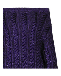 Valentino Valentino Womens Off-The-Shoulder Metallic Cable Knit Sweater
