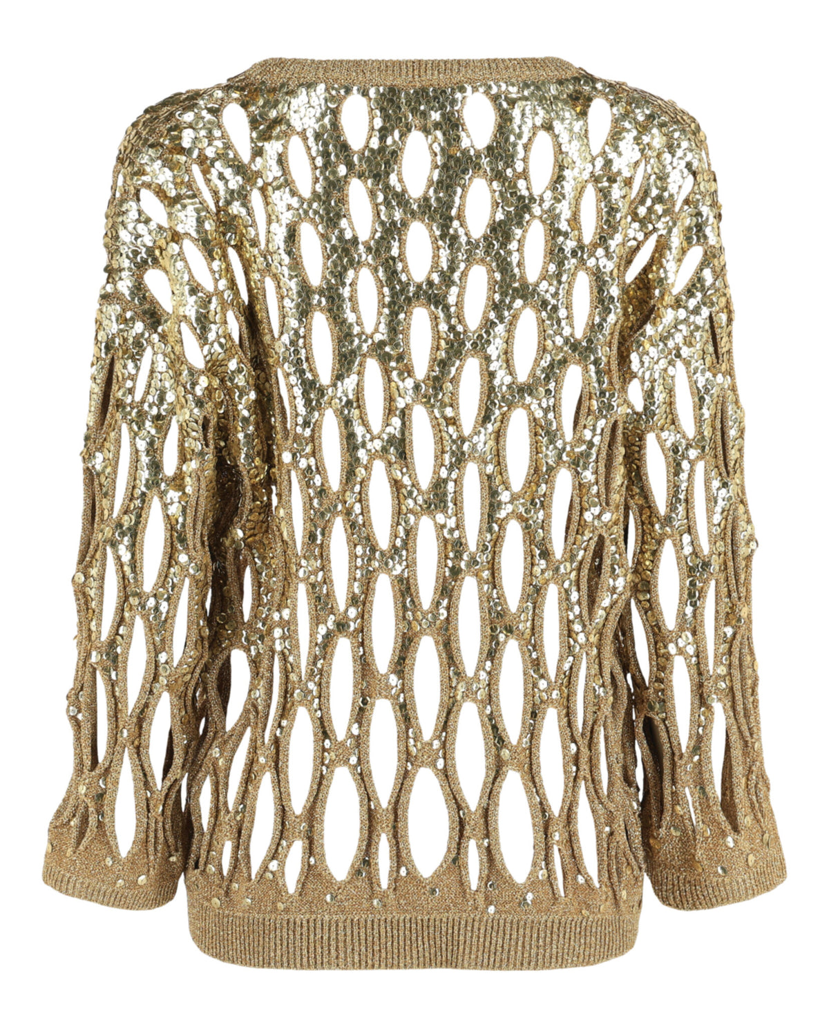 Valentino Womens Sequin-Embellished Open-Knit Sweater