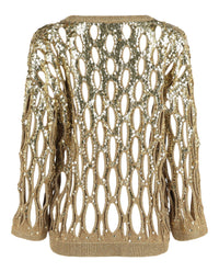 Valentino Womens Sequin-Embellished Open-Knit Sweater