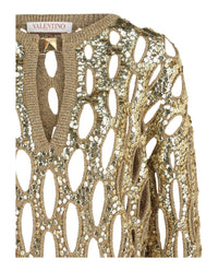Valentino Womens Sequin-Embellished Open-Knit Sweater