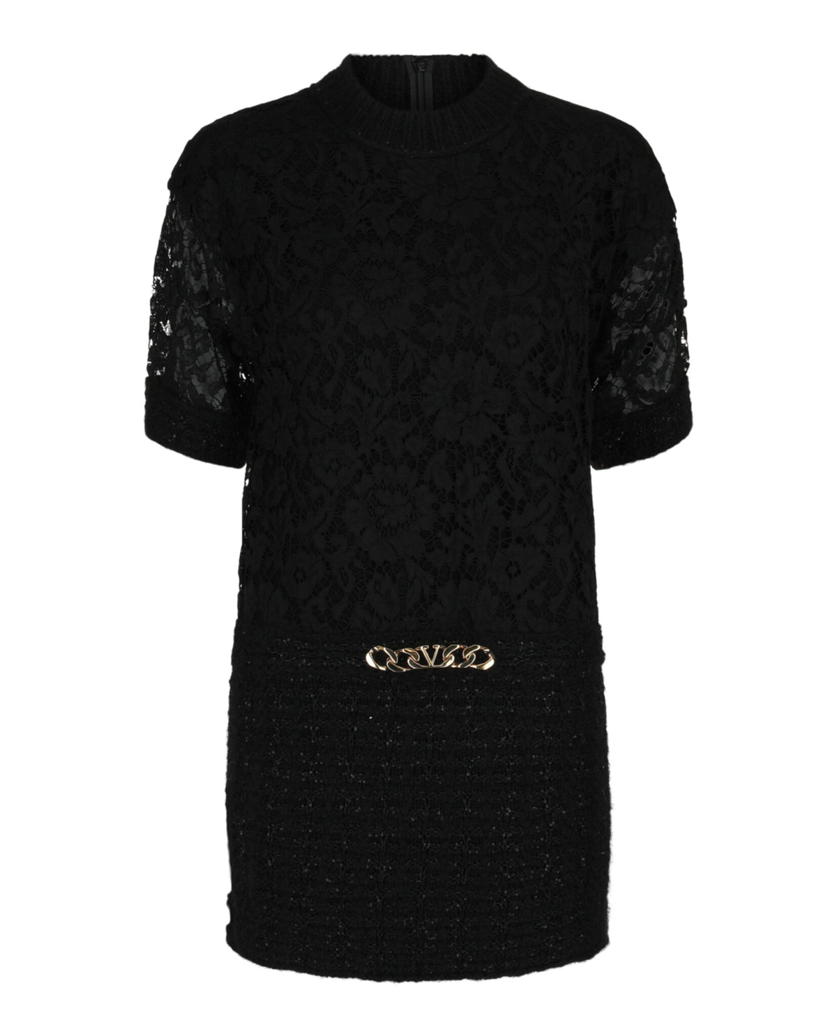 Valentino Womens Vlogo Chain Embellished Lace Dress