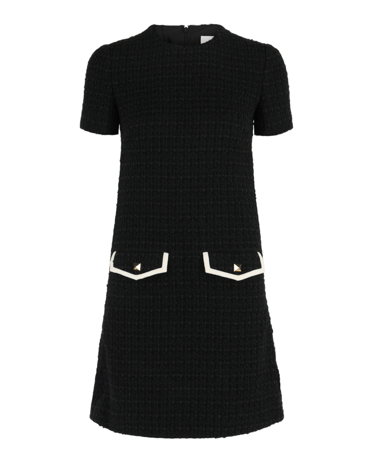 Valentino Womens Wool Tweed Short Dress with Roman Stud Pockets