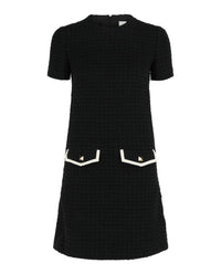 Valentino Womens Wool Tweed Short Dress with Roman Stud Pockets