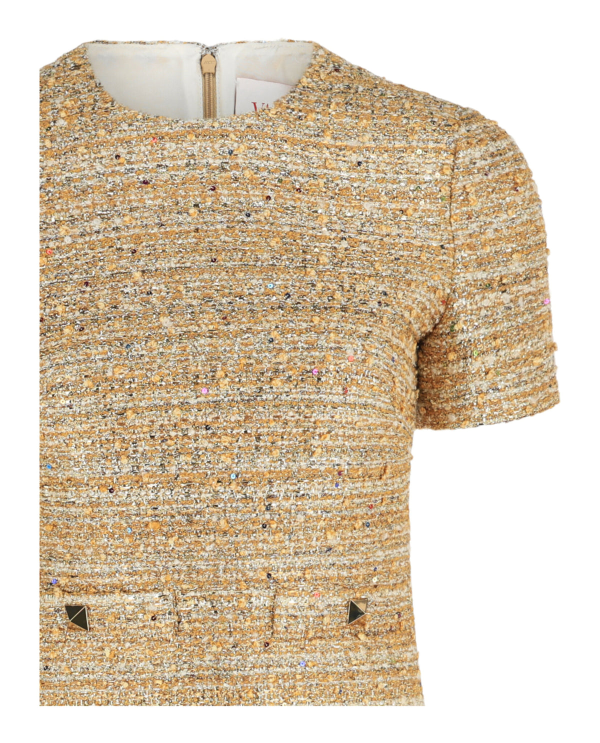 Valentino Womens Roman Stud Tweed Mini Dress