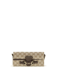 Gucci Women Gg Fabric Chain Wallet With Horsebit