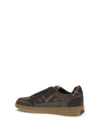 Burberry Men Terrace Check Leather And Suede Sneakers