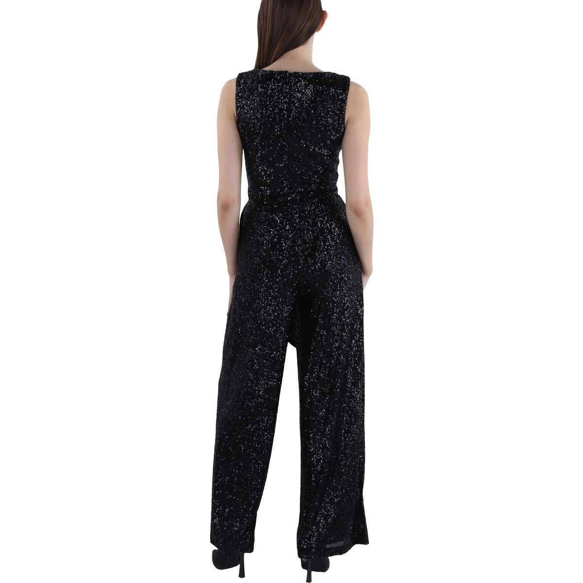 Womens Sequin Cowl Neck Jumpsuit