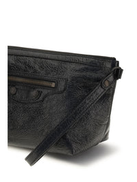 Balenciaga Women Vintage-Effect Leather Pouch