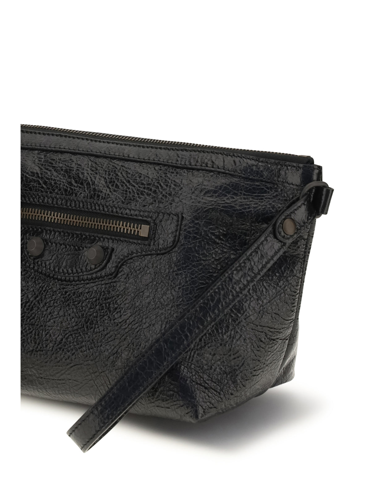 Balenciaga Women Vintage-Effect Leather Pouch
