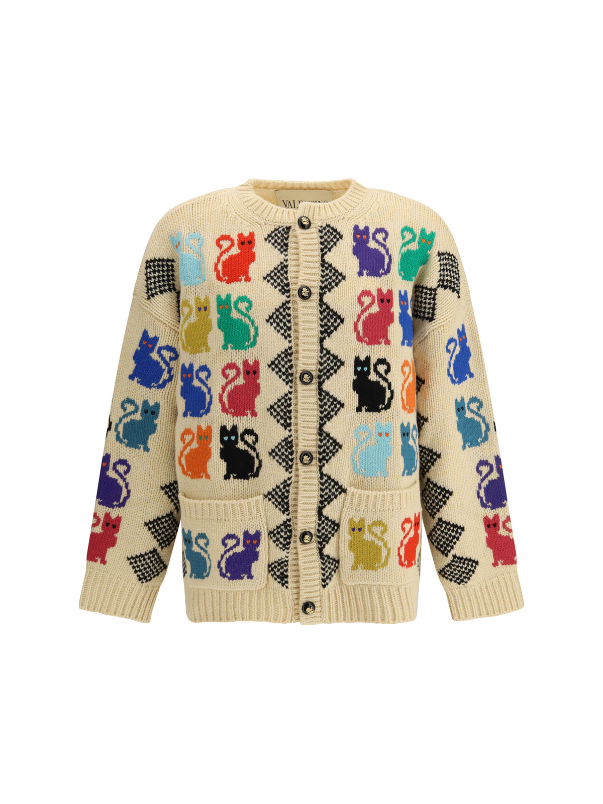 Valentino Men Cardigan With Le Chat De La Maison Jacquard Motif