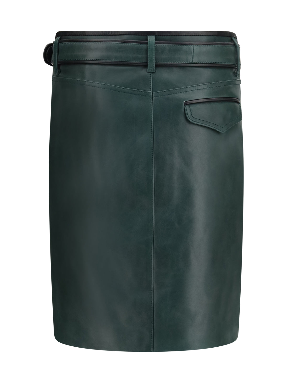 Marni Women Leather Skirt With Belt And Pockets