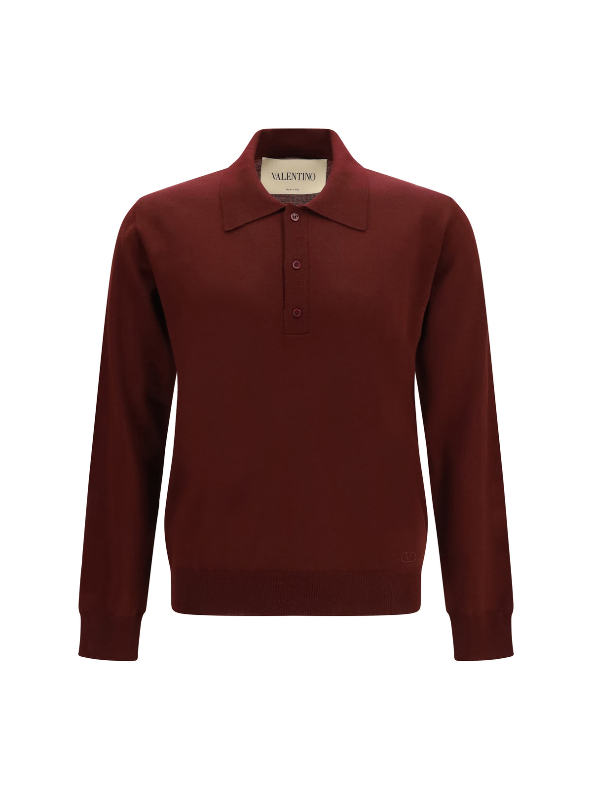 Valentino Men Long-Sleeve Wool Polo With Vlogo