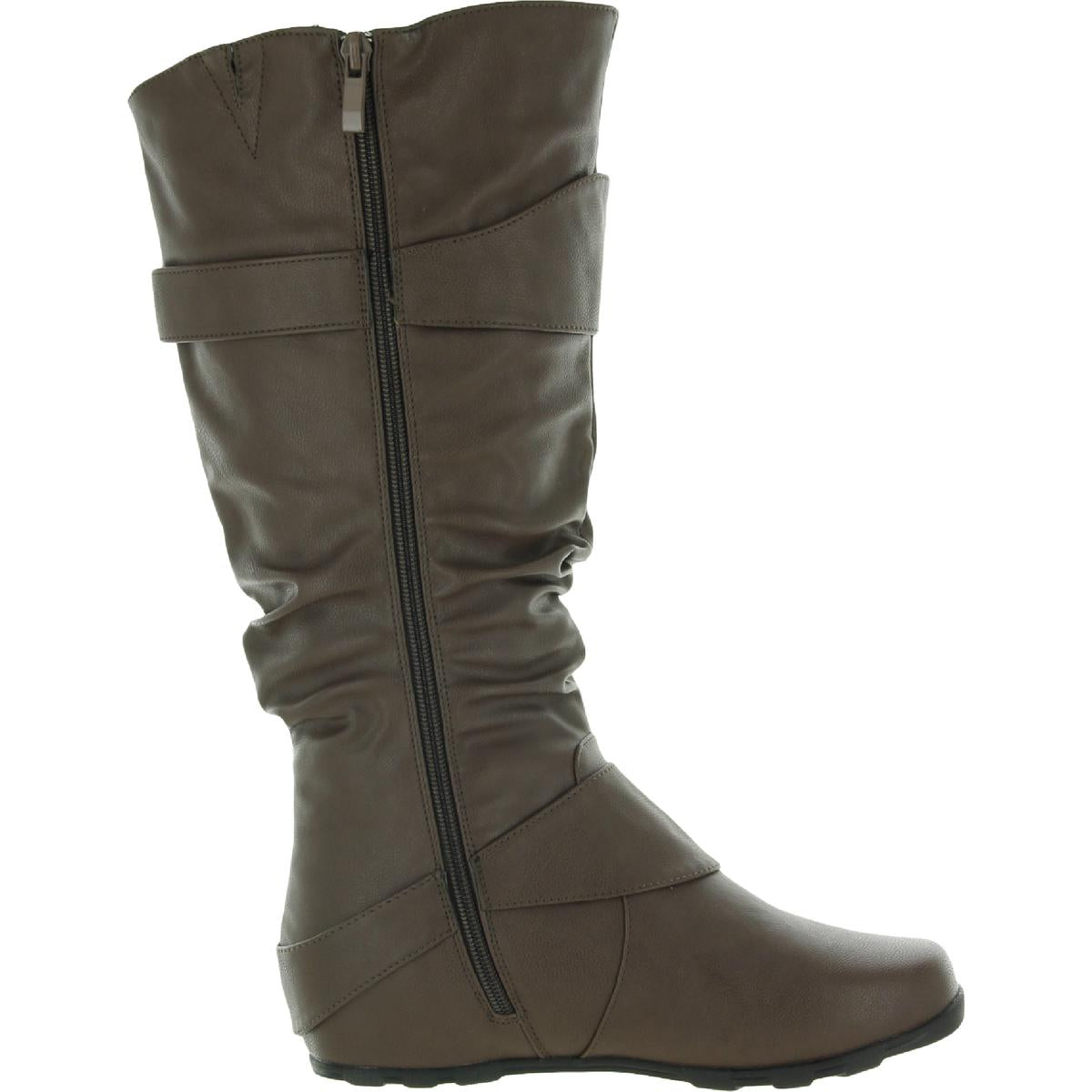 PARIS Womens Faux Leather Flat Heel Knee-High Boots