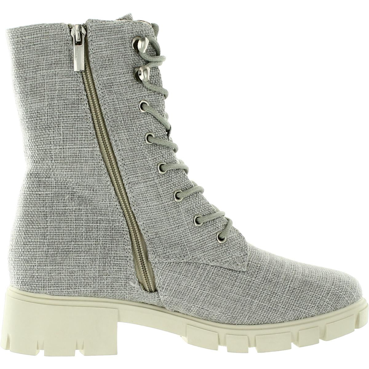 Madelynn Womens Faux Leather Ankle Combat & Lace-up Boots