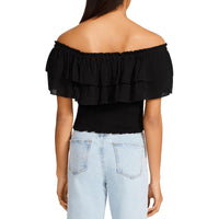 Did I Flutter Womens Smocked Ruffled Pullover Top