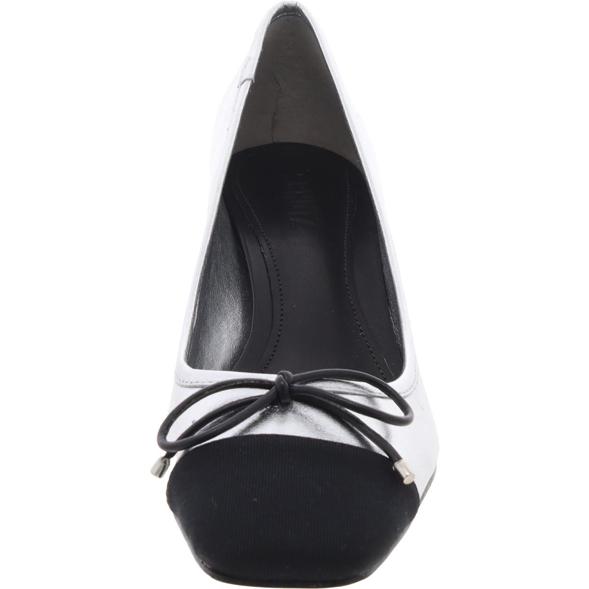 Arissa Mid-Block Womens Metallic Leather Block Heels