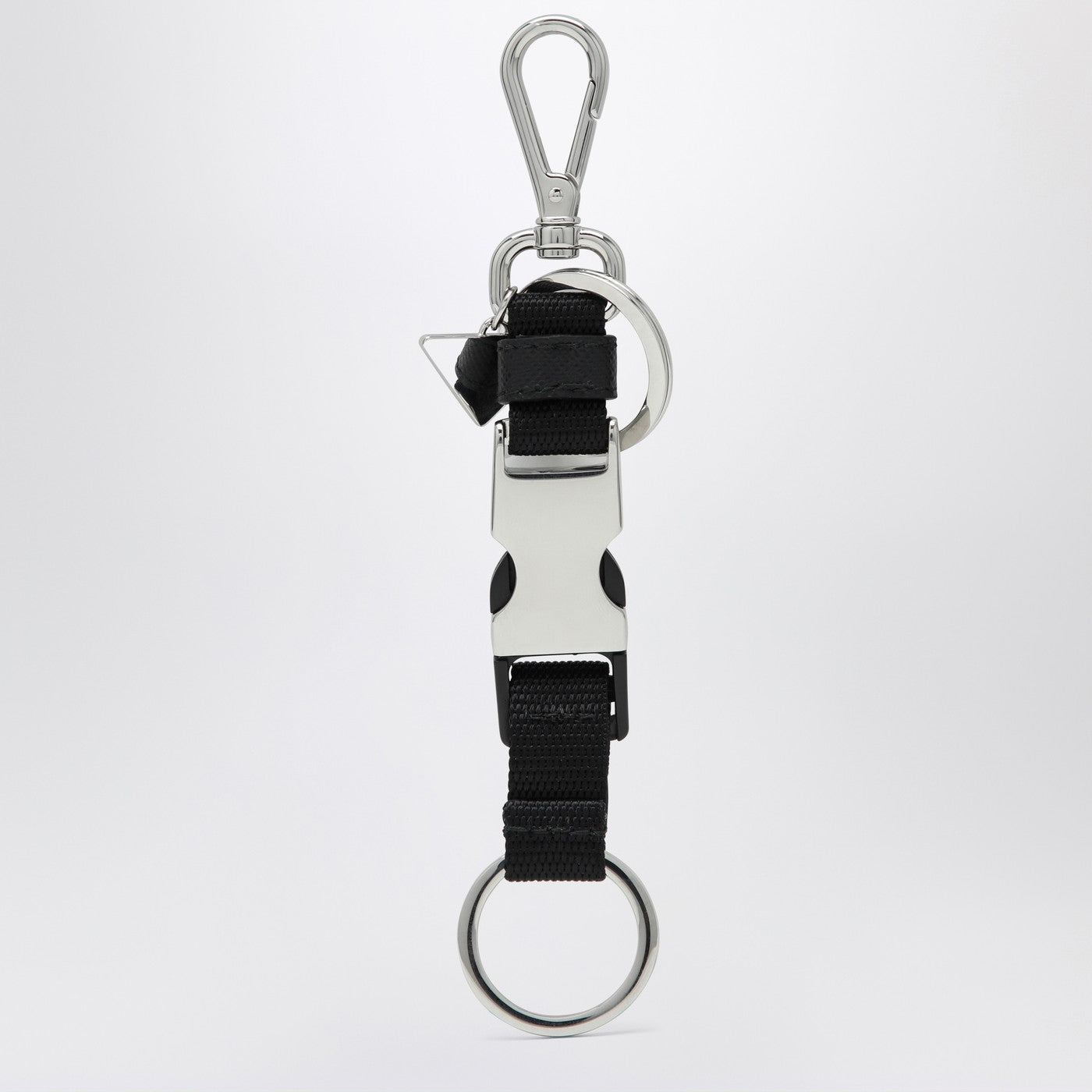 Prada Black Keychain With Snap Buckle Men