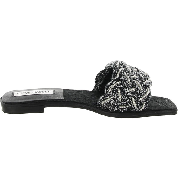 Zeal Womens Braided Embellished Slide Sandals
