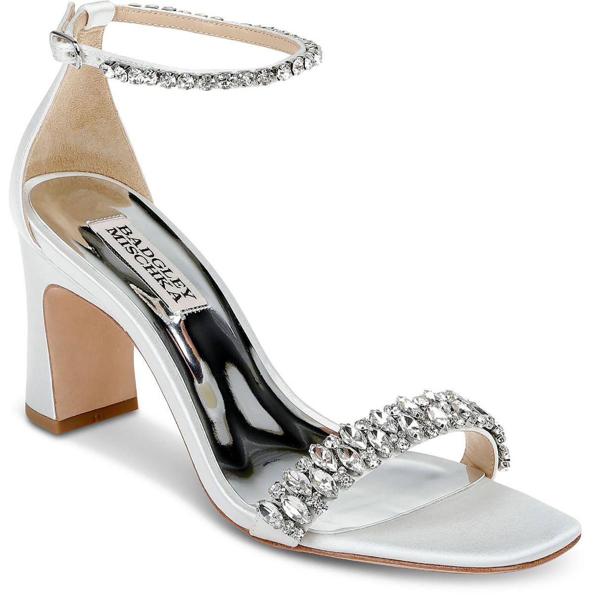 Harriet Womens Rhinestone Heels Silver Textile