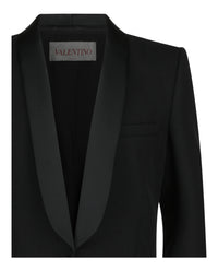 Valentino Valentino Mens VLogo Contrast Trim Double-Breasted Blazer