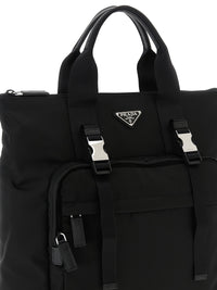 Prada Men Re-Nylon And Saffiano Backpack Shopping Bag