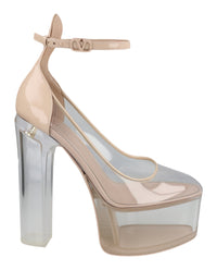 Valentino Valentino Womens Tan-Go Transparent PVC Platform Pumps