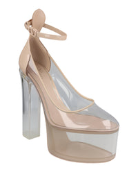 Valentino Valentino Womens Tan-Go Transparent PVC Platform Pumps