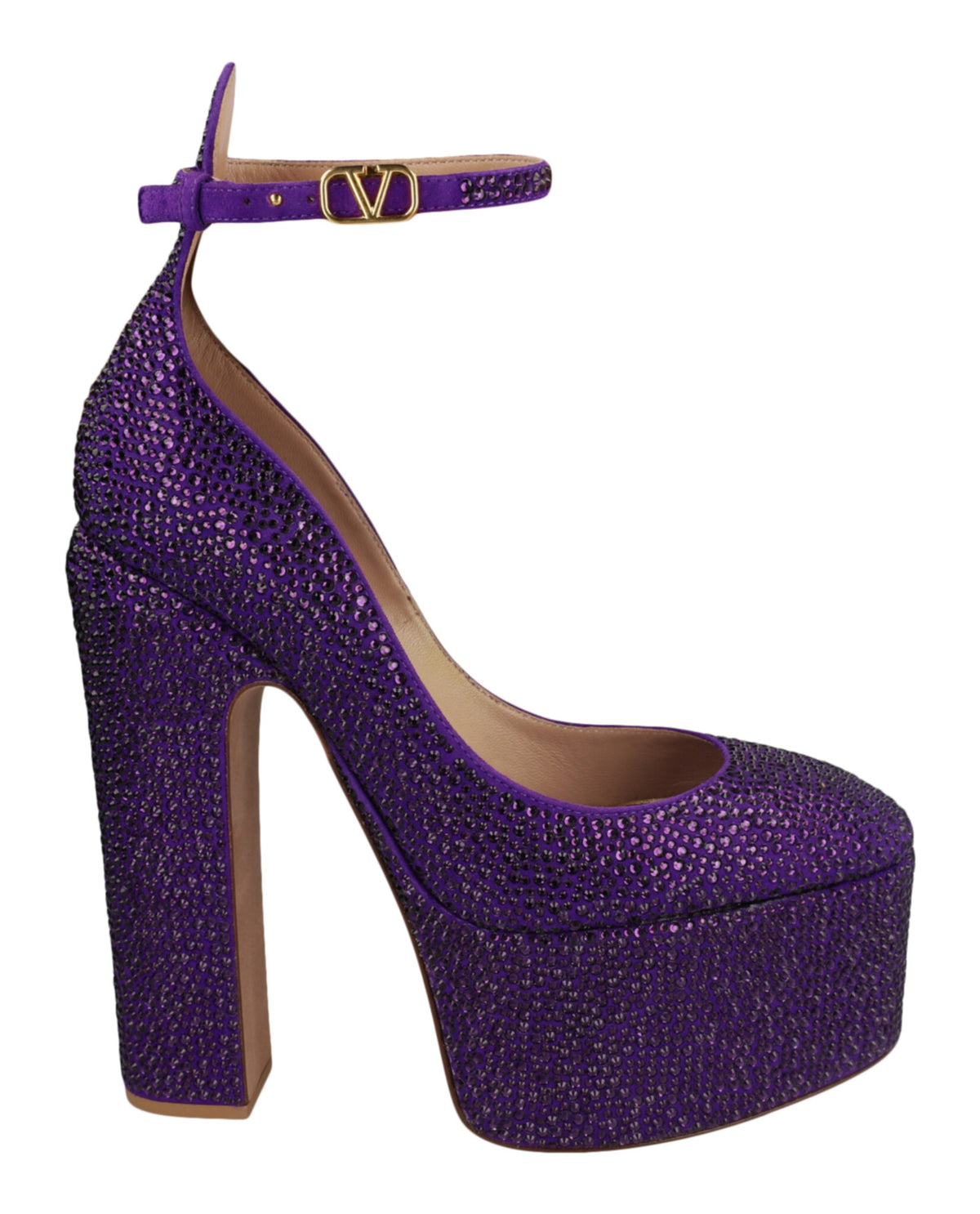 Valentino Valentino Womens Tan-Go Crystal Embellished Platform Pumps