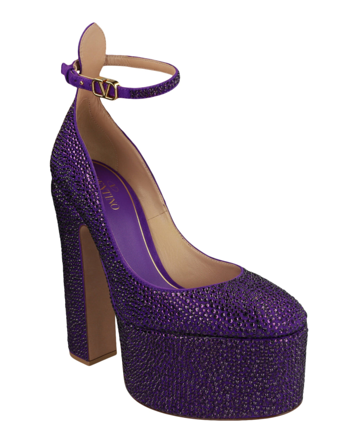 Valentino Valentino Womens Tan-Go Crystal Embellished Platform Pumps
