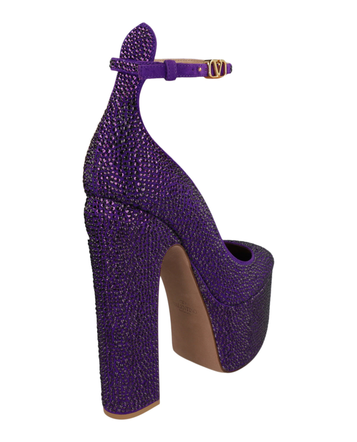 Valentino Valentino Womens Tan-Go Crystal Embellished Platform Pumps