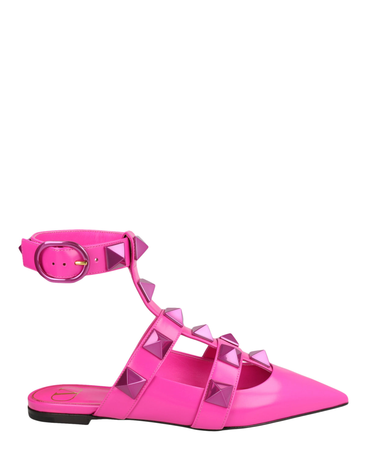 Valentino Valentino Womens Roman Stud Pointed Ballet Flats