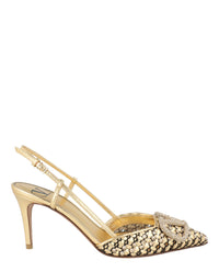 Valentino Valentino Womens VLogo Signature Metallic Slingback Pumps