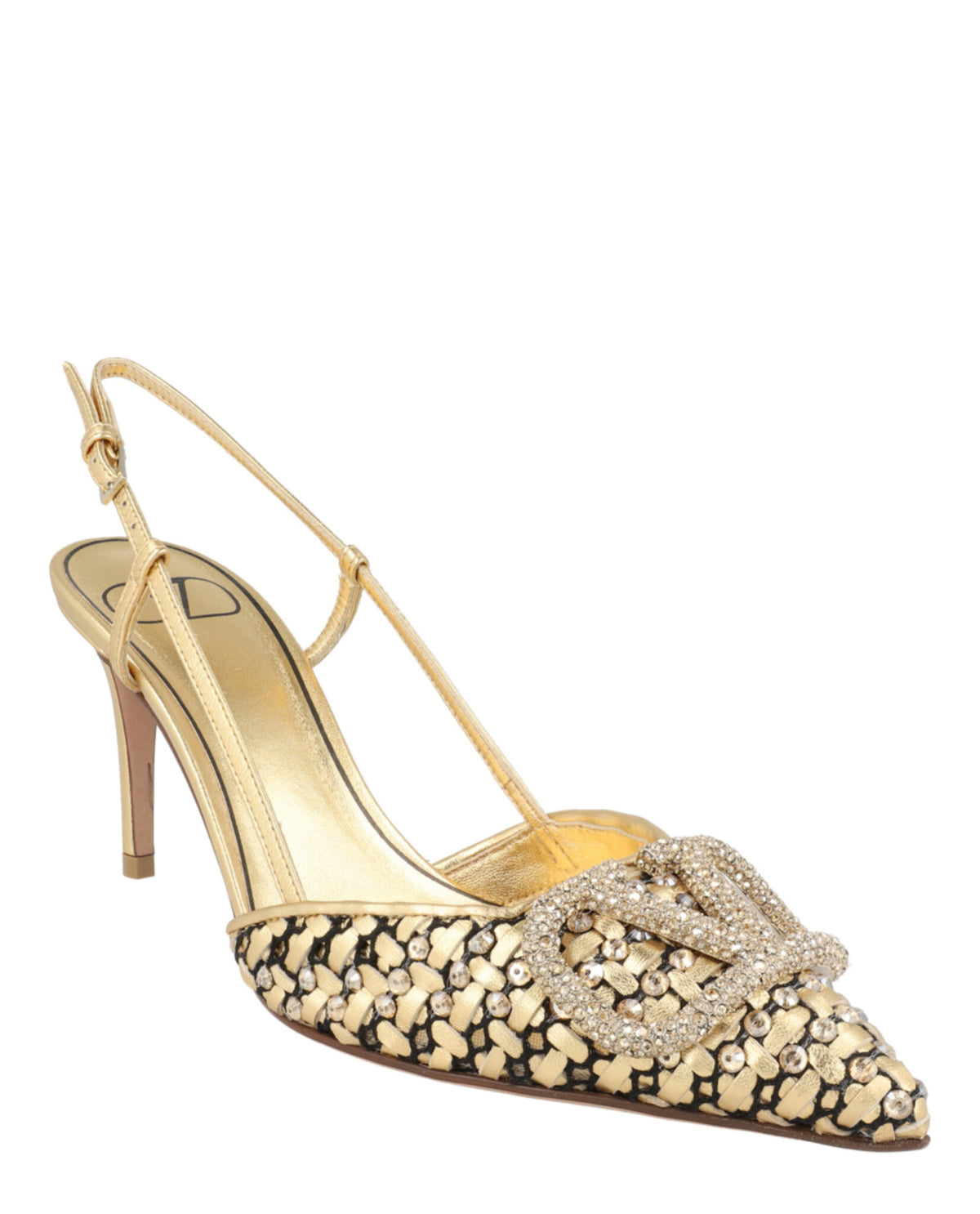 Valentino Valentino Womens VLogo Signature Metallic Slingback Pumps