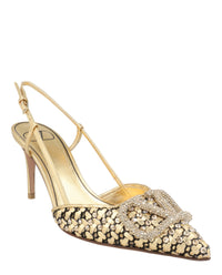 Valentino Valentino Womens VLogo Signature Metallic Slingback Pumps