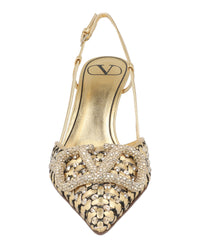 Valentino Valentino Womens VLogo Signature Metallic Slingback Pumps