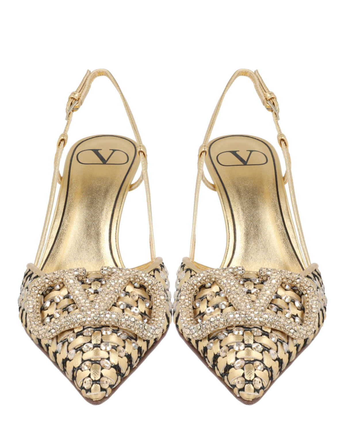 Valentino Valentino Womens VLogo Signature Metallic Slingback Pumps